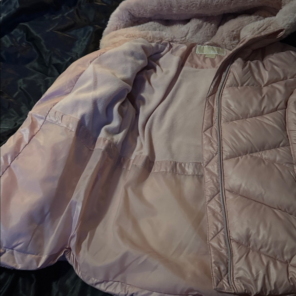 Michael Kors Pink Hooded Puffer Jacket - Picture 3 of 4
